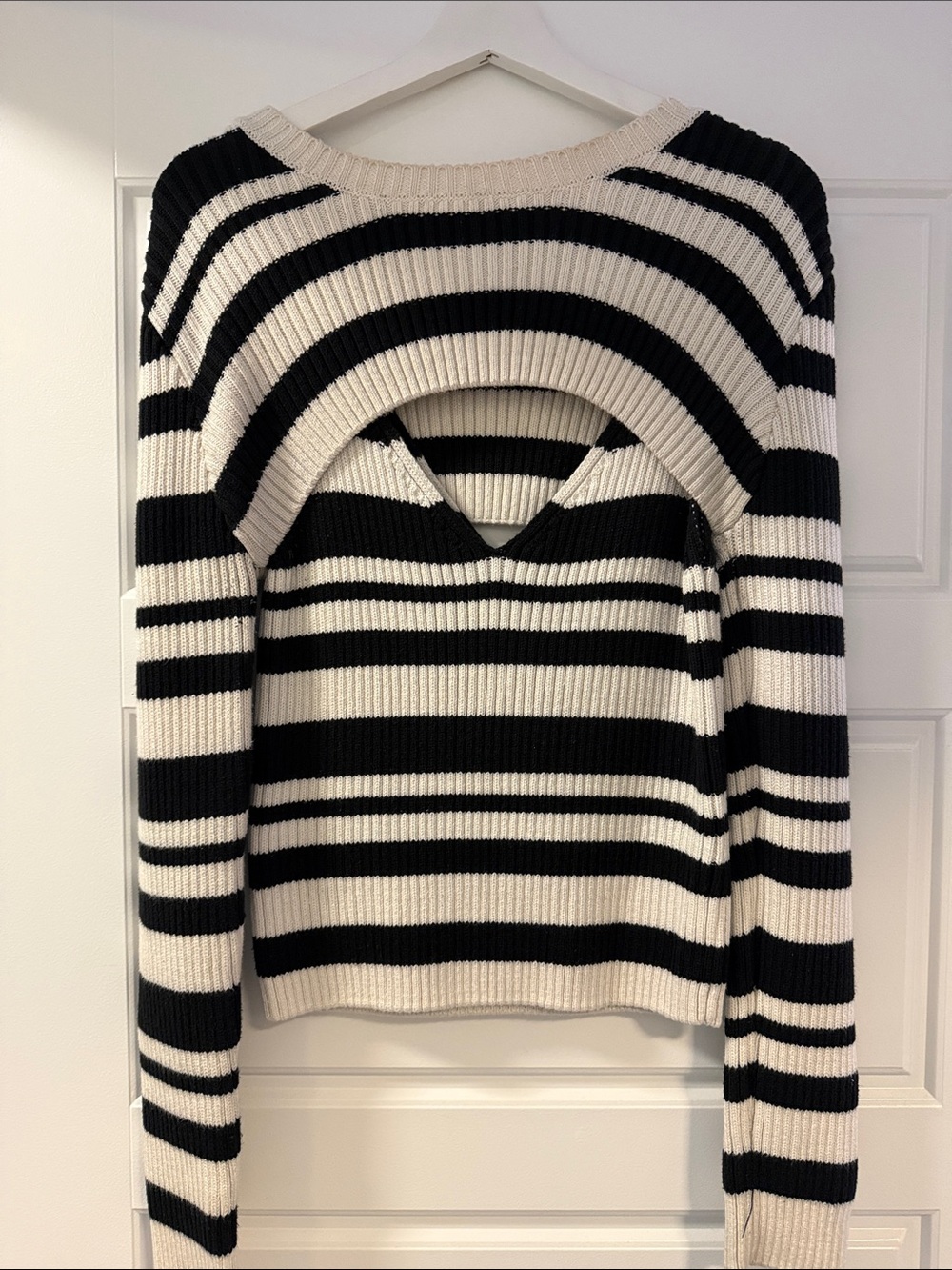 Anthropologie Black & White Striped Tank and Shrug Ribbed Sweater Set